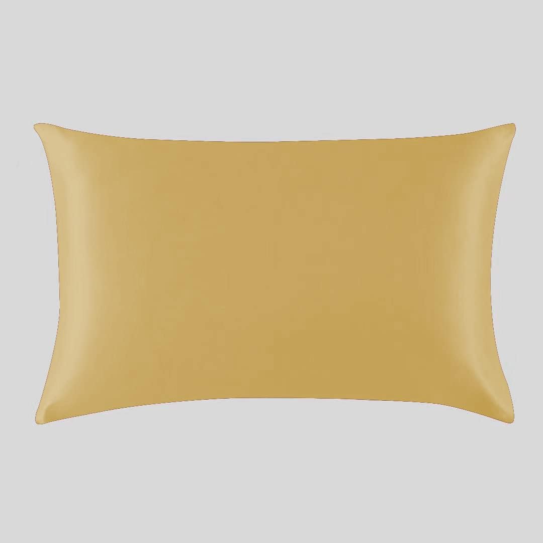 25 Momme Premium Mulberry Silk Pillowcase for Hair and Skin | Handcrafted Hypoallergenic & Anti-Acne Silk Pillow Cases with Zipper | King - 20" x 36", Golden Honey