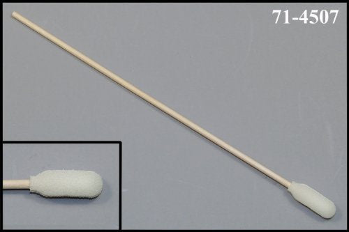 (Bag of 50 Swabs) 6" Narrow Foam Swab Stick with Wooden Handle by Swab-its: 71-4507 - Made in the USA