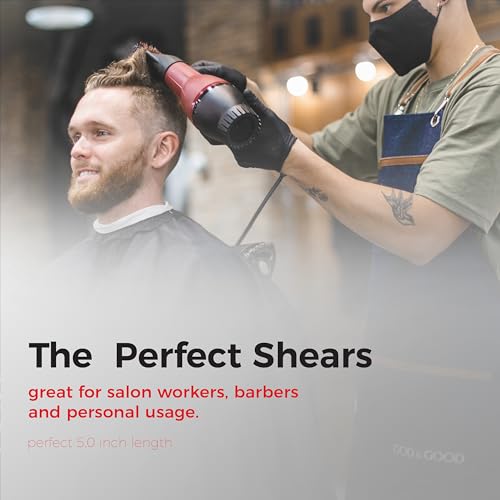 Suvorna Small Scissors with Comb for Beard, Mustache, Facial, Nose, Eyebrow, Ear Hair - Hair Scissors for Cutting, Trimming & Grooming - Made with 5" Stainless Steel for Barber, Professional, HomeUser