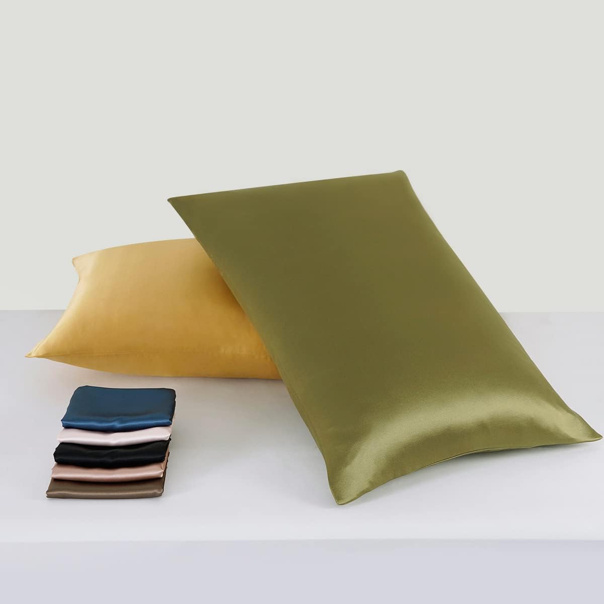 25 Momme Premium Mulberry Silk Pillowcase for Hair and Skin | Handcrafted Hypoallergenic & Anti-Acne Green Silk Pillow Cases with Zipper | Standard - 20" x 26", Jungle