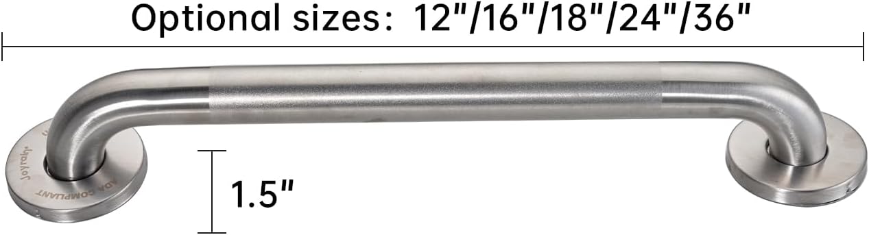 Joyrain 16-inch Bathroom Safety Grab Bar - 500lb Weight Capacity ADA Certified Anti-Slip Handle for Shower/Tub/Toilet, Elderly & Disabled Assist (Peened, 36 inch)