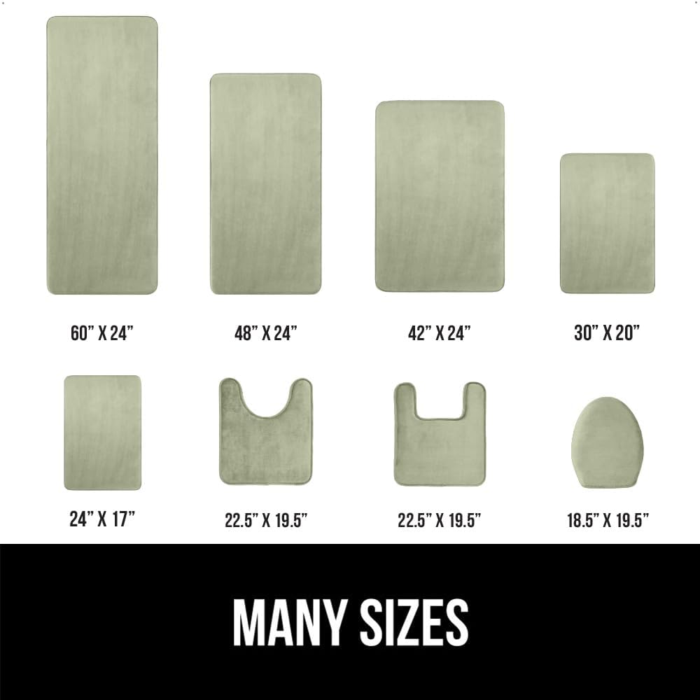 GORILLA GRIP Memory Foam Bath Mat, Soft Absorbent Velvet Bathroom Mats, Durable Dots on Underside, Machine Washable Bathmat, Carpet Rug Room Decor for Shower Tub Floor RV, 60x24 Rugs, Sage