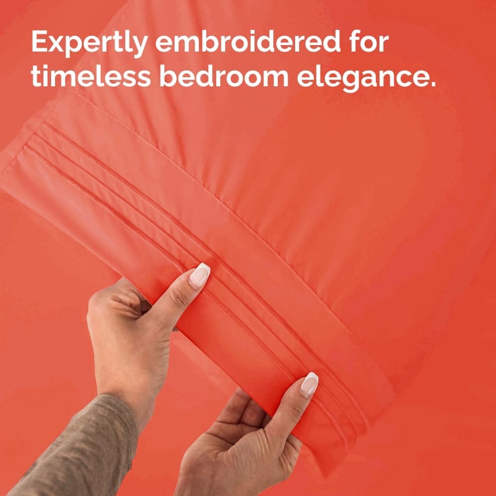 King Pillow Cases Set of 2 - Ultra Soft Hotel Quality Pillowcase Covers - Comfy, Cozy & Wrinkle Free - Shrinkage, Stain and Fade Resistant - Machine Washable Pillow Protectors - 2 Piece Set - Coral