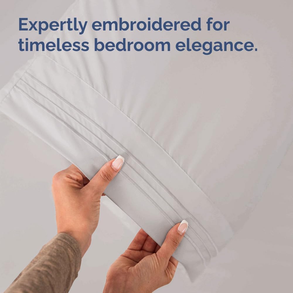 Standard Pillow Cases Set of 2 - Soft Hotel Quality Pillowcase Covers - Comfy & Wrinkle Free - Stain and Fade Resistant - Machine Washable Pillow Protectors - 2 Piece Set - Standard Size Light Grey