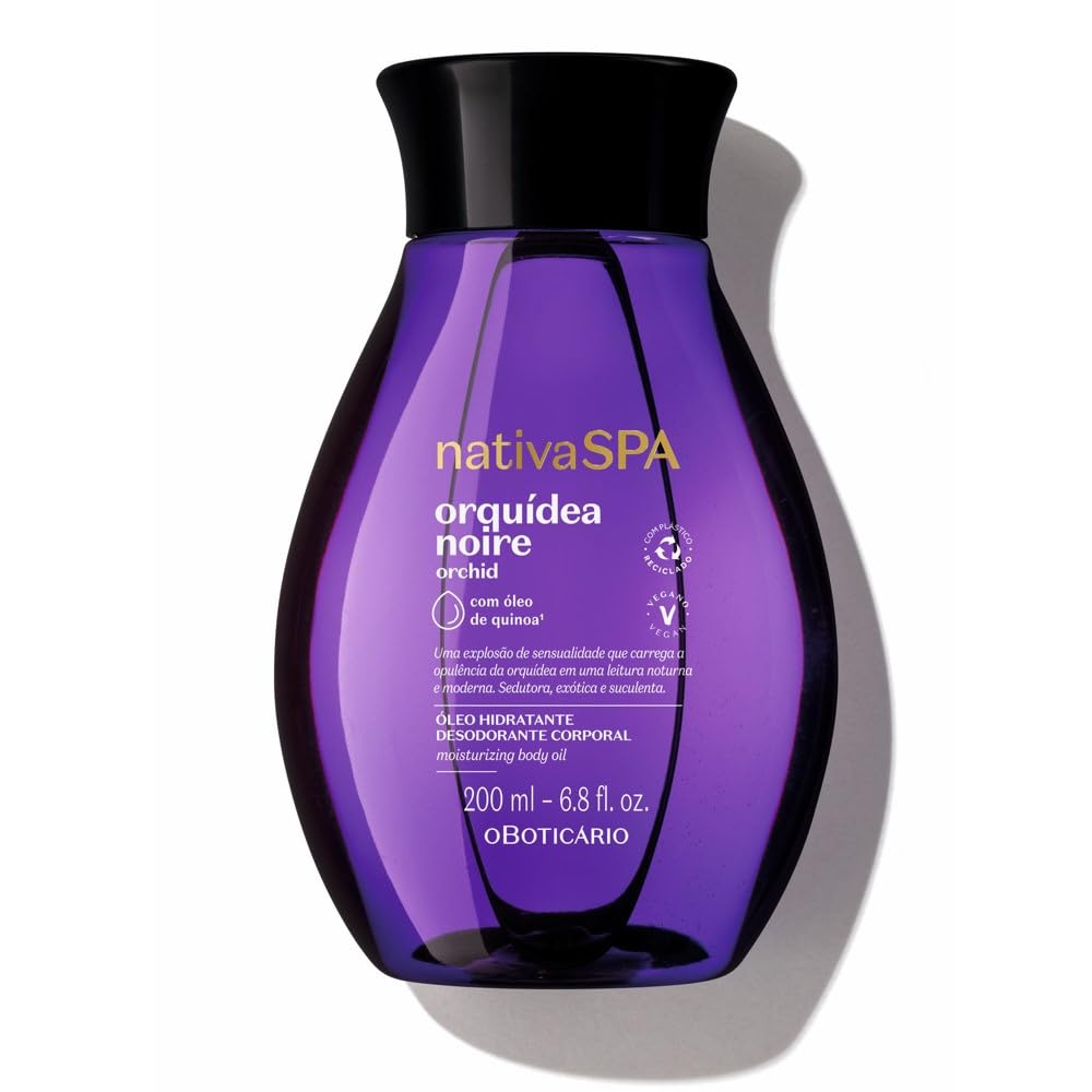 Nativa SPA by O Boticário, Orchid Noir Body Oil, Scented Moisturizer, Enriched with Purified Quinoa Drops to Boost Hydration, 6.8 Ounce (200ml)