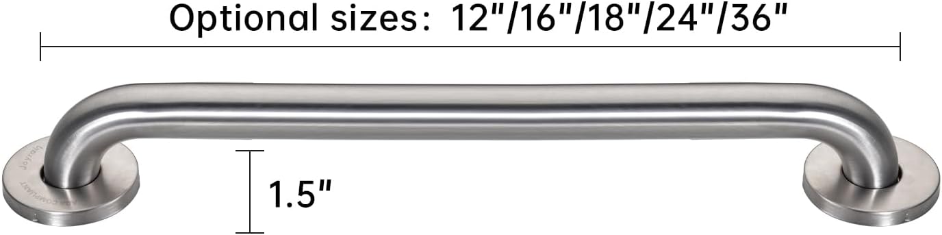Joyrain 16-inch Bathroom Safety Grab Bar - 500lb Weight Capacity ADA Certified Anti-Slip Handle for Shower/Tub/Toilet, Elderly & Disabled Assist (Brushed Stainless Steel, 12 inch)
