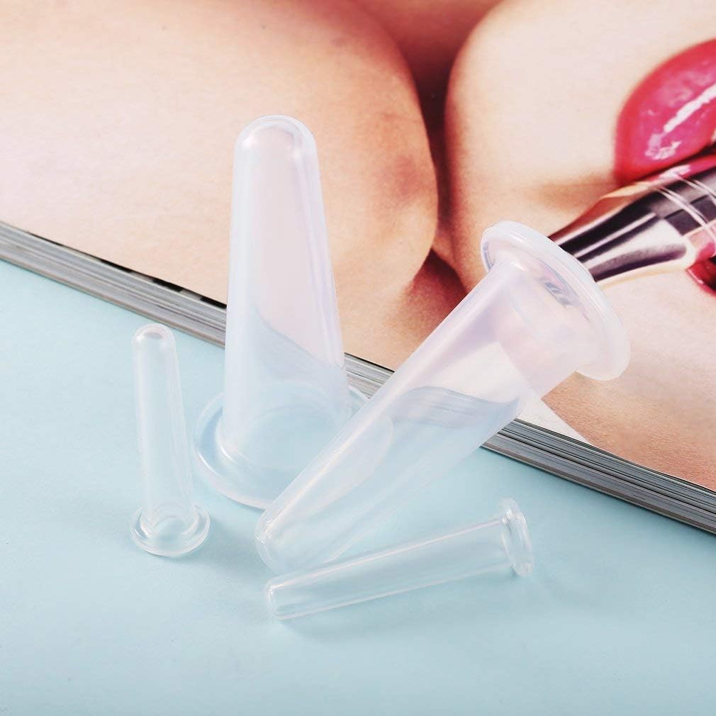 4Pcs Transparent Massage Cupping Set- Silicone Massage Cupping Facial Set Eye Face Vacuum Massage Cup Kit-Massager Helper Skin Care Neck Back Eyes Massaging Cup- Family Cupping Care