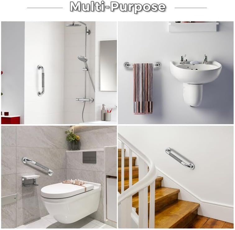 Grab Bars for Shower, 2 Pack 16-Inch Anti Slip Shower Handles for Elderly, Safety Shower Grab Bar, Stainless Steel Handicap Grab Bars for Bathroom (Polished Nickel 1" Diameter)