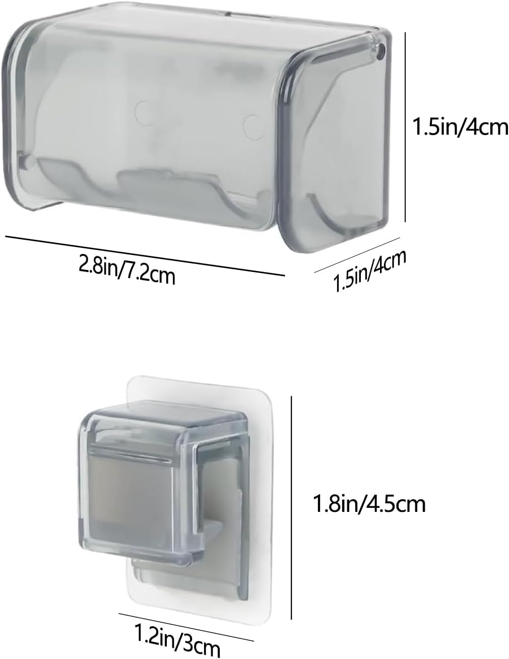 Wall-Mounted Toothbrush Holder with Cover, 2-Slot Organizer with Toothpaste Clip for Bathroom, Shower (Clear Combination 1)