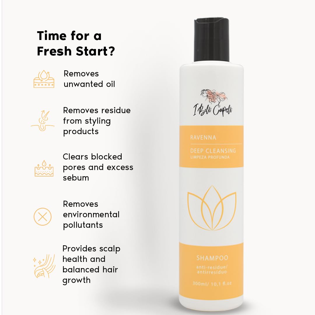 I Belli Capelli Ravenna Hair Treatment Kit- 1kg/35.02 oz B-tox Hair Mask + 300ml/10.1 fl.oz Anti-Residue Shampoo- Repair & Clarifying Shampoo for Longer Effect