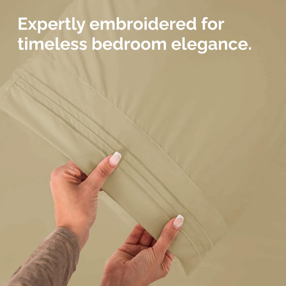 King Standard Pillow Cases Set of 2 - Ultra-Soft Hotel Quality Pillowcase Covers - Comfy, Cozy & Fade Free - Wrinkle Resistant - Machine Washable Pillow Protectors - 2 Piece Set - King Standard Beige