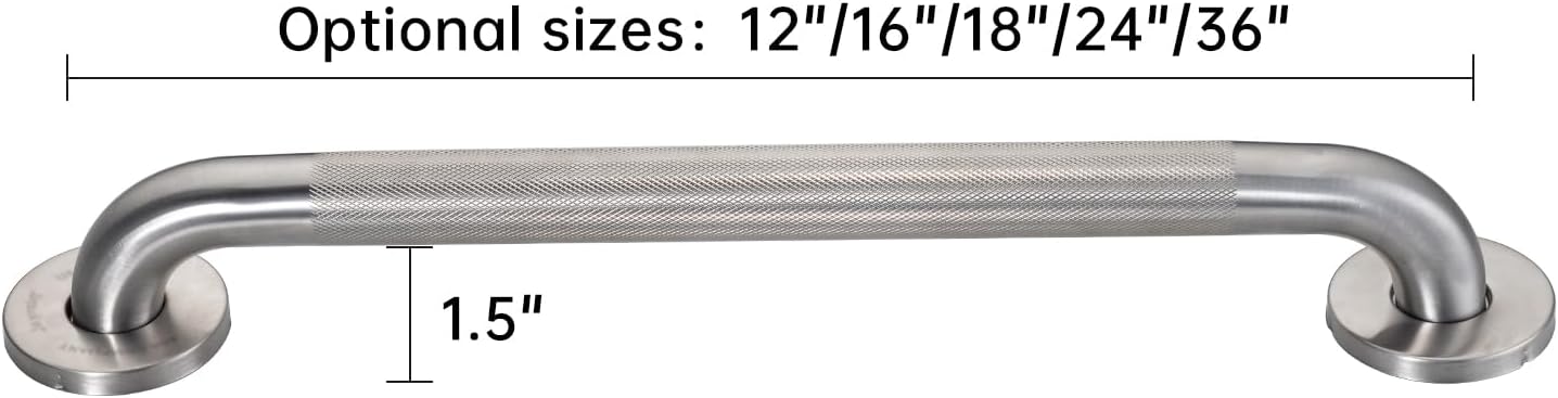 Joyrain 16-inch Bathroom Safety Grab Bar - 500lb Weight Capacity ADA Certified Anti-Slip Handle for Shower/Tub/Toilet, Elderly & Disabled Assist (Knurling, 16 inch)