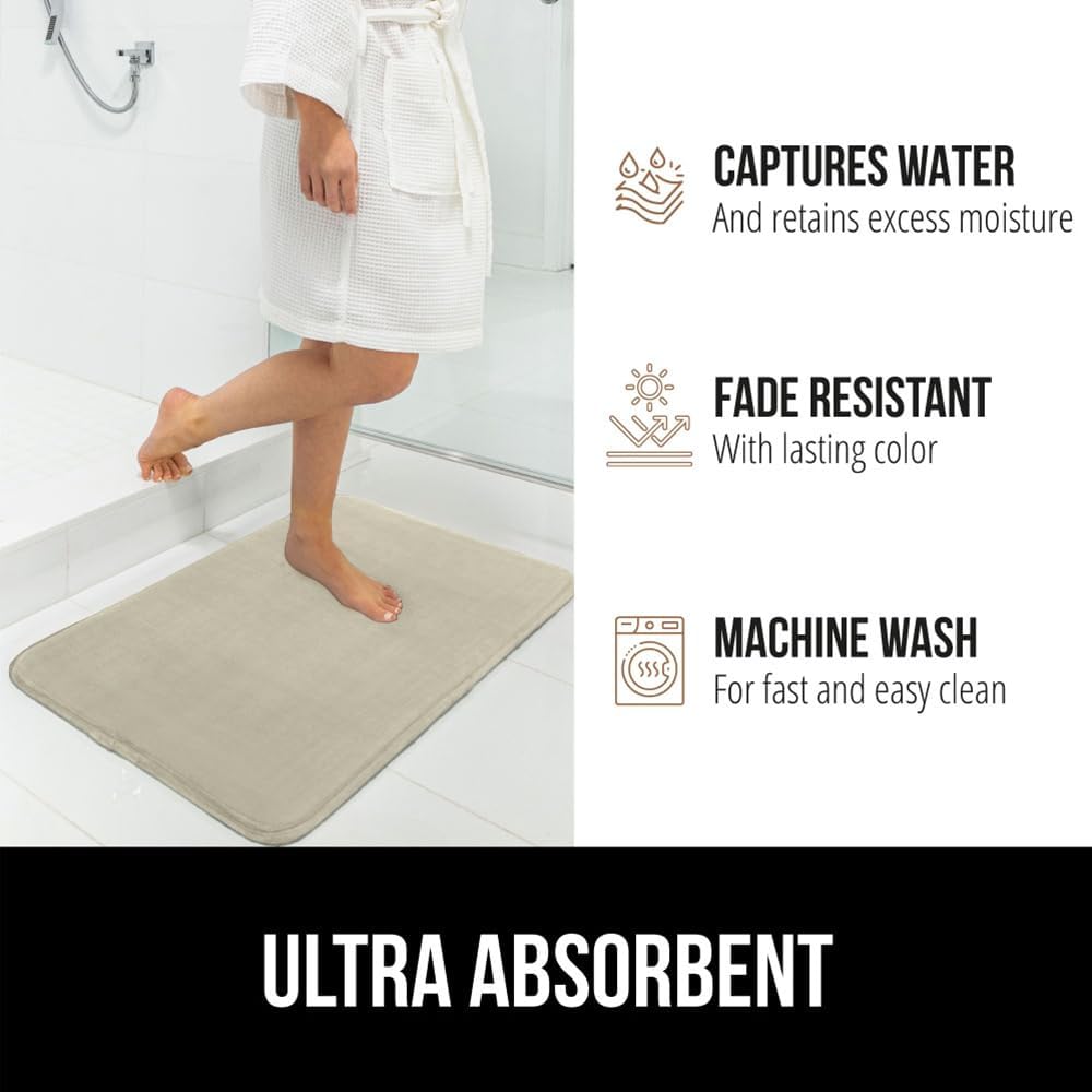 GORILLA GRIP Memory Foam Bath Rugs, Soft Absorbent Velvet Bathroom Mats, Durable Dots on Underside, Machine Washable Bathmat, Carpet Rug Room Decor for Shower Floor, 42x24 Mat, Champagne