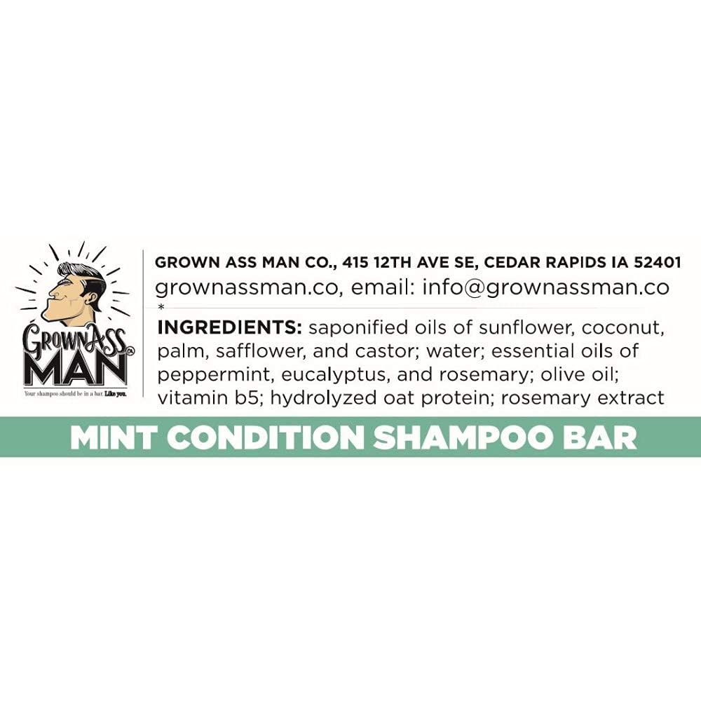 Grown Ass Man Co. - Solid Shampoo Bar Rich Lather 3 in 1: Hair, Beard & Body Wash - Plastic Free & Eco-Friendly, Natural & Organic Clean for All Hair Types, 4oz Bar (Variety, 3-Pack)