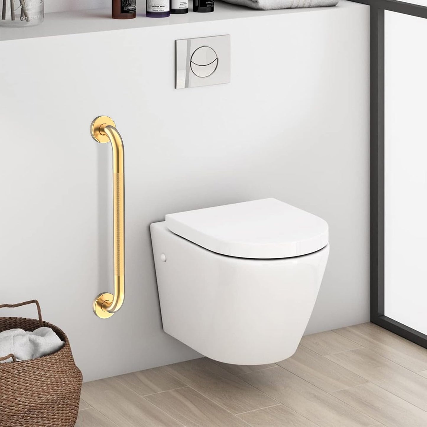 24 Inch Anti Slip Shower Grab Bar Gold, Munzong 2 Pack Bathroom Grab Bar, Knurled Bathroom Balance Bar,Safety Hand Rail Support Handicap Elderly Injury Senior Assist Bath Handle