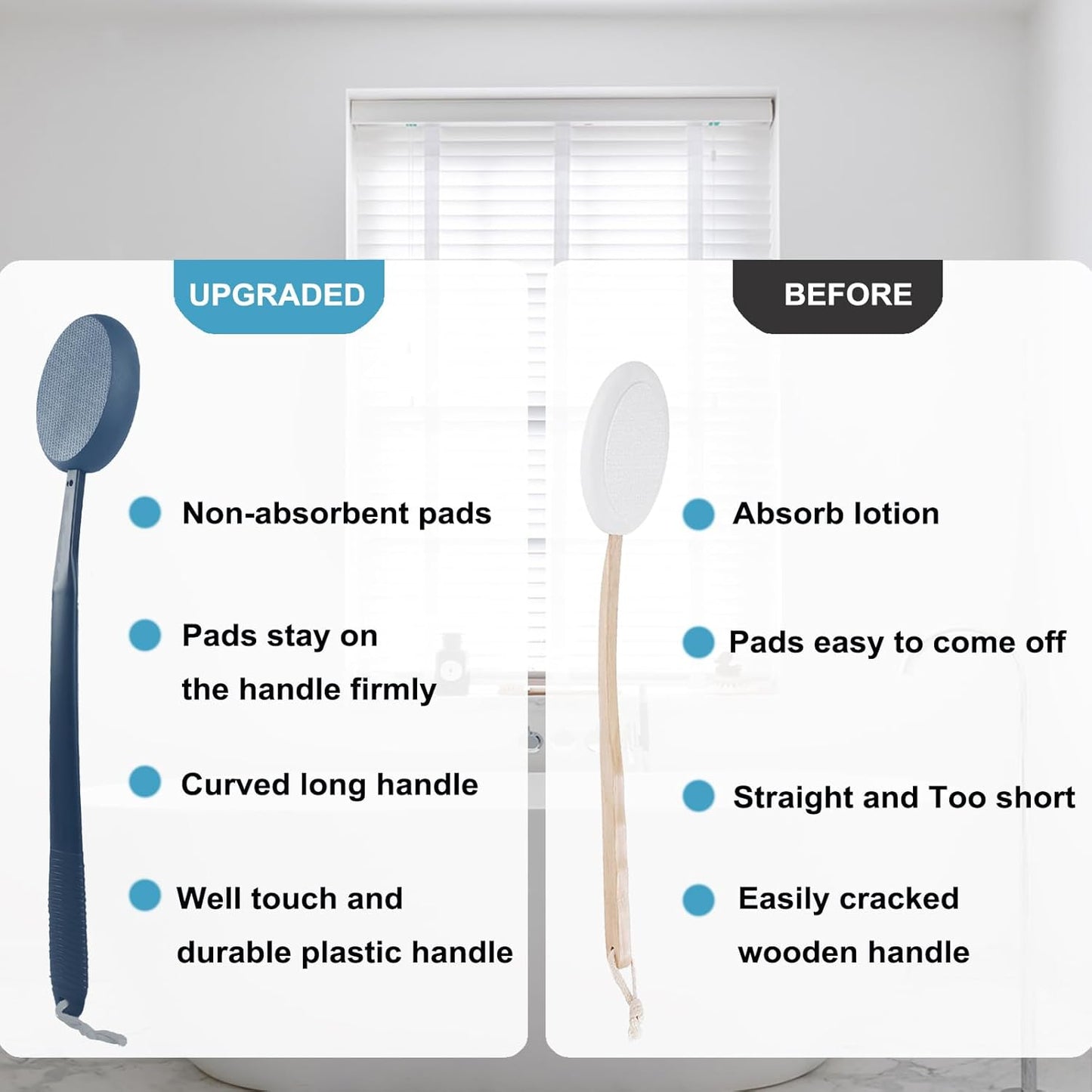 19" Lotion Applicator for Back Tanning Applicator Long Handle Back Lotion Applicator for Feet Self Tanner Back Applicator Sunscreen Applicator for Kids Women Men The Elderly (19" Drak Blue)