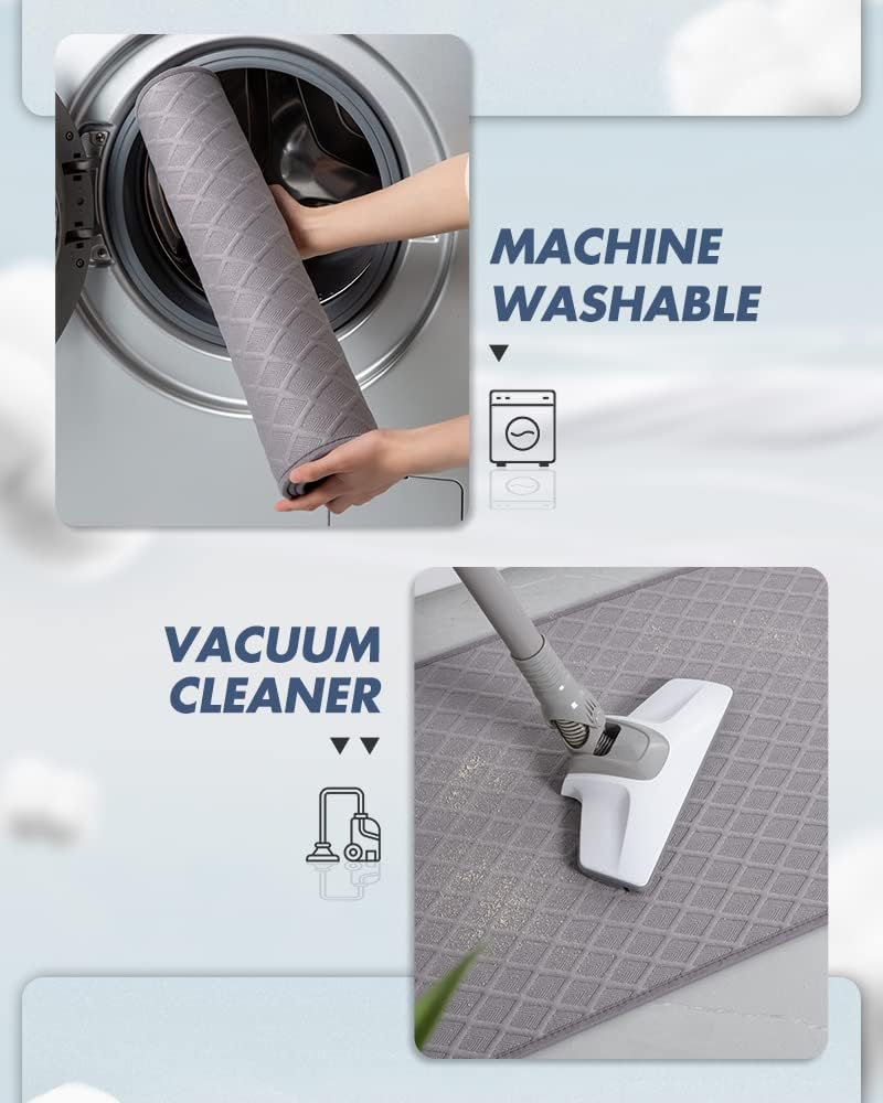 AMOAMI Ultra Thin Bathroom Rugs, Rubber Backed Bath Mats for Bathroom Non Slip, Absorbent Bathroom Mat for Floor, Shower, Sink(16"x24", Grey)