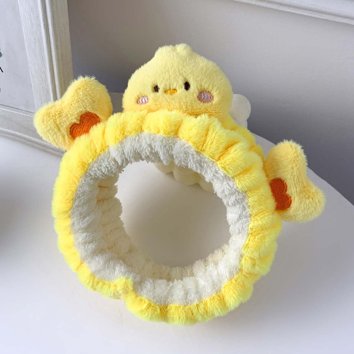 Kawaii Spa Headband - Cute Duck Towel Headband for Women's Skin Care, Makeup & Wash - Soft Microfiber Coral Fleece (Yellow, Duck)