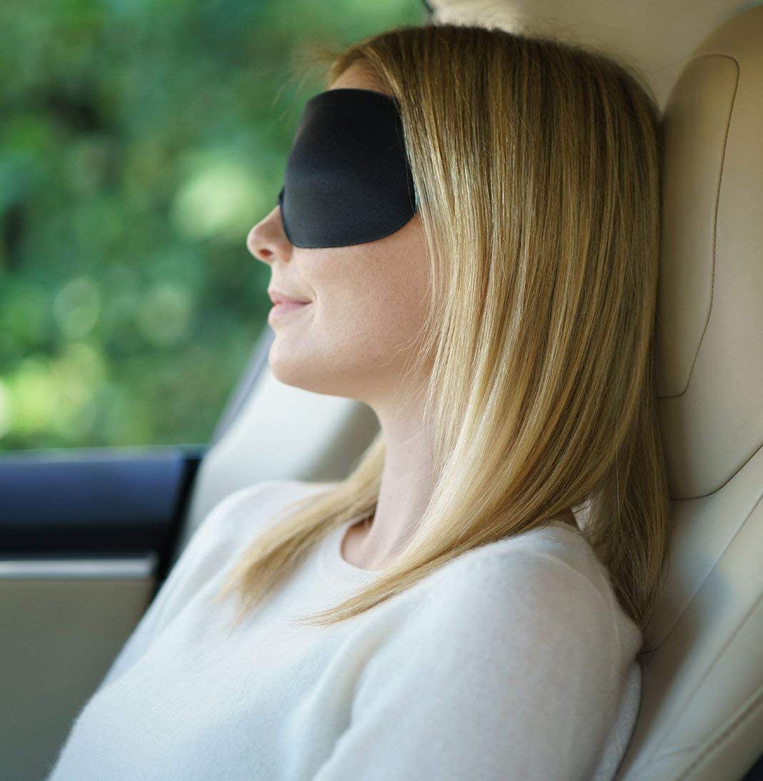 Travelrest Tranquility Sleep Mask with Ear Plugs & Carry Pouch with Adjustable Straps, Eye Cover for Men and Women, Essential for Home, Travel, Long Flights, Airplanes, Bus, Train, Office, Camping