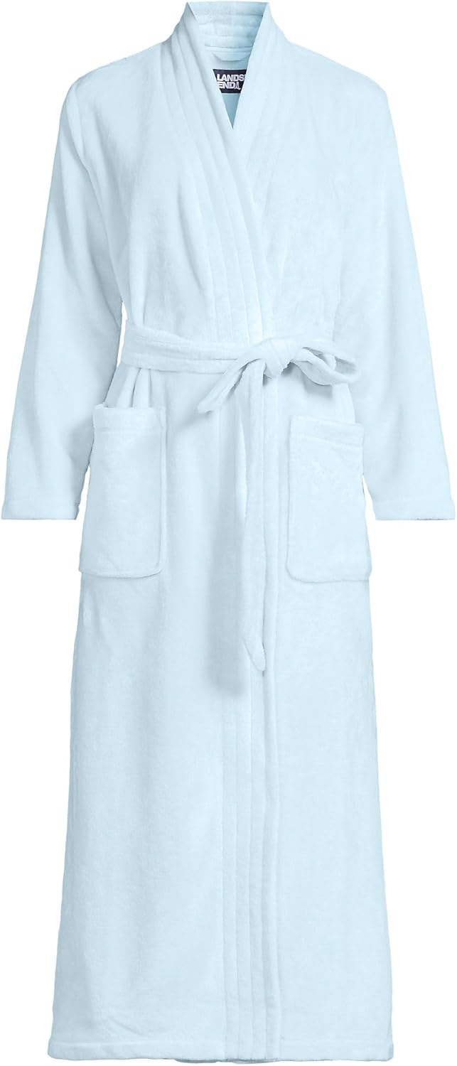 Lands' End Women's Cozy Plush Long Wrap Robe