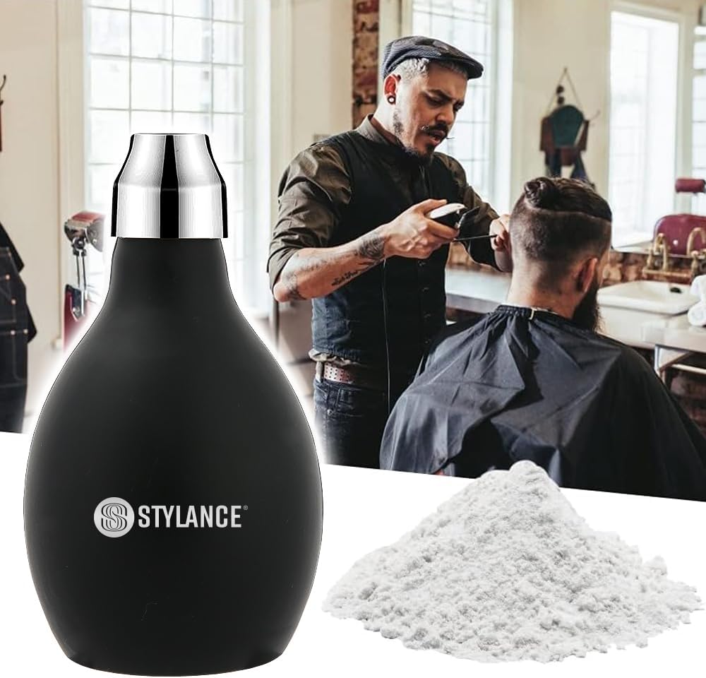 Barber Powder Spray Bottle, Empty Powder Blower, Refillable Hair Fiber Applicator Use for Dry Shampoo 3.38oz/100ml