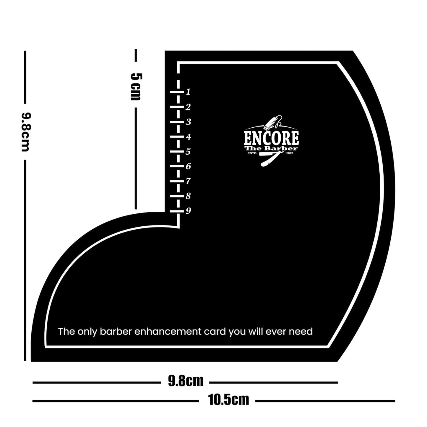 Enhancement Card (Black) | for barbers | crispy lines | hairline repair | Beard lineup | Outline shapeup tool | Design ruler | fiber application guide | waterproof