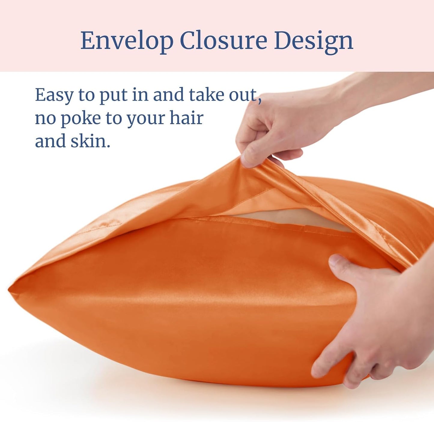 BEDELITE Satin Pillowcase for Hair and Skin, Super Soft and Cooling Similar to Silk Pillow Cases 2 Pack with Envelope Closure, Gift for Women Men(20"x26" Standard Size, Burnt Orange)