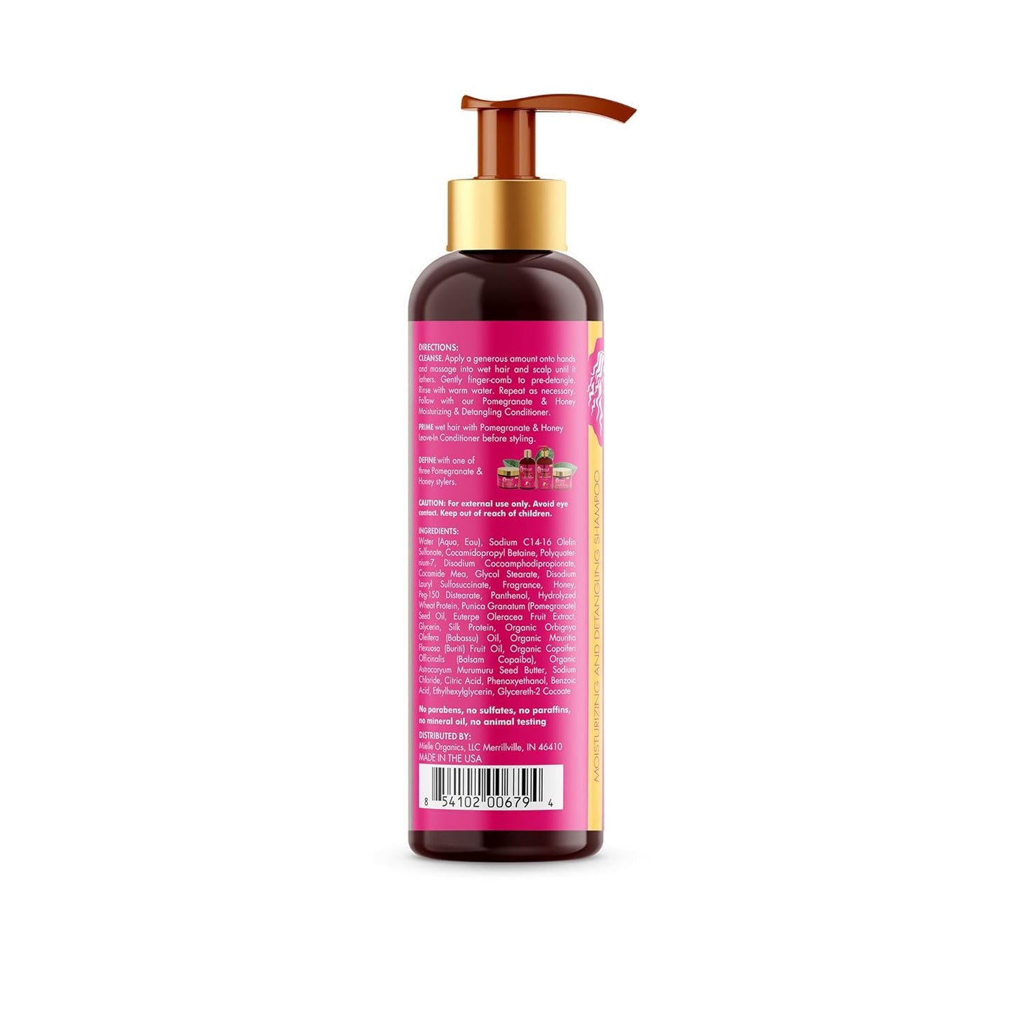 Mielle Organics Pomegranate Honey Shampoo & Leave-In Conditioner for Thick, Curly Type 4 Hair, Moisturizing Curl Primer, and Detangler, Prevents Frizz, for Damaged Hair, Easy to Apply