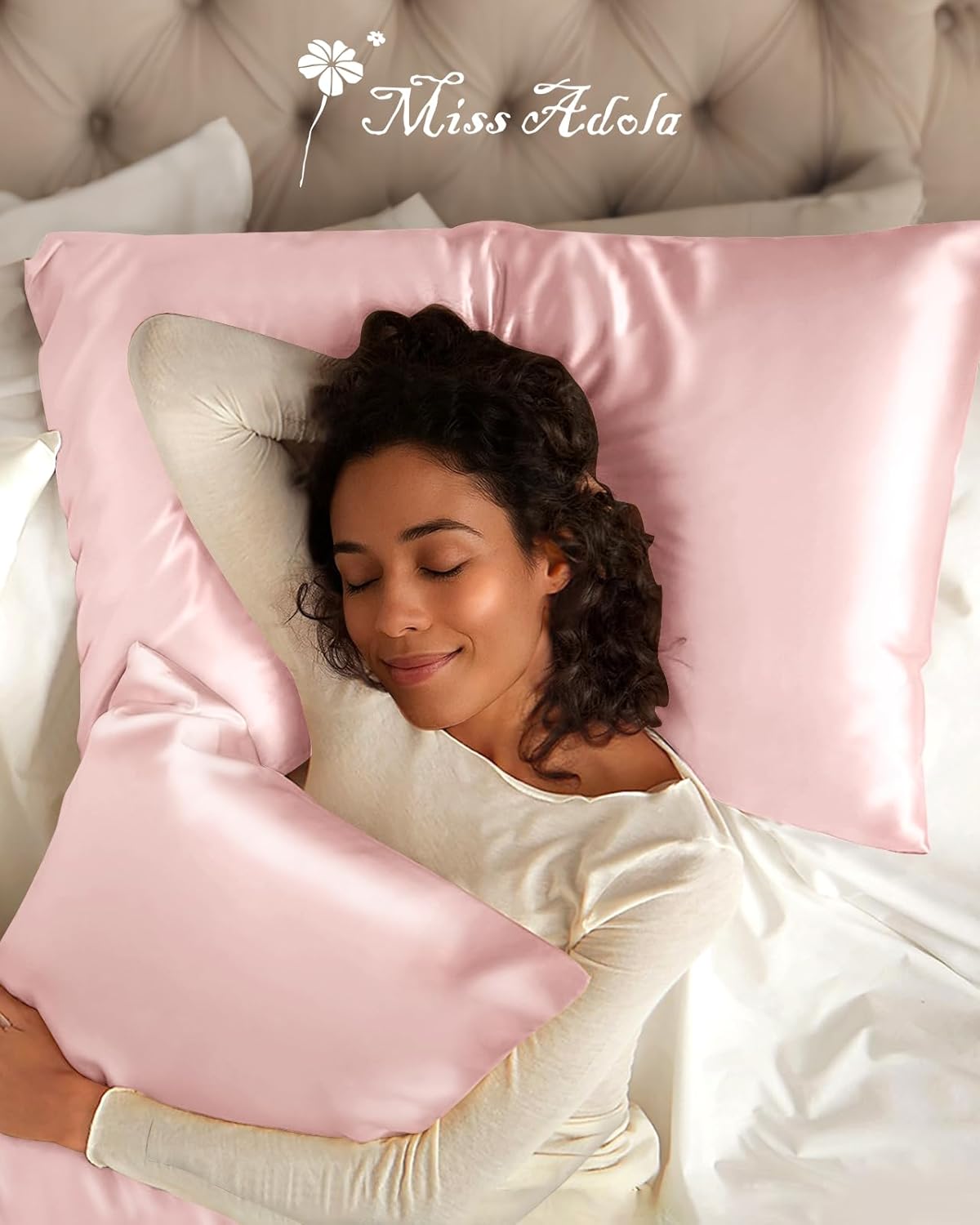 Silk Pillowcase 2 Pack - Pillow Cases Standard Set of 2 Size 20" x 26" for Hair and Skin Smooth Soft Breathable with Hidden Zipper Cooling Pillow Covers for Sleeping Women, Coral