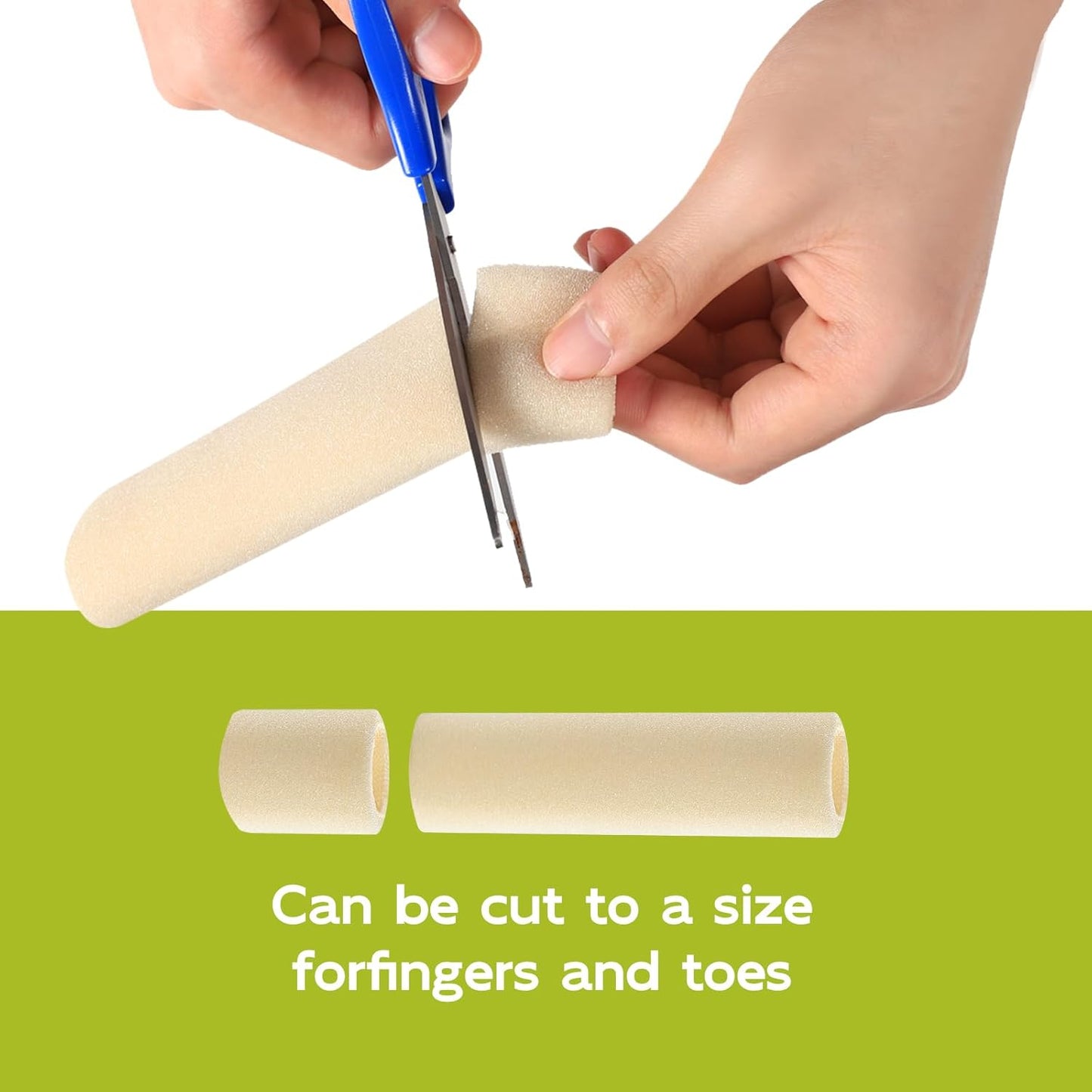 Bukihome Cuttable Toe Tubes Sleeves - Foam Toe Protectors for Corns, Calluses, Blisters - Fabric & Breathable Gel Lining Toe Sleeve Protectors Relief Pressure Pain - 3 Count, White