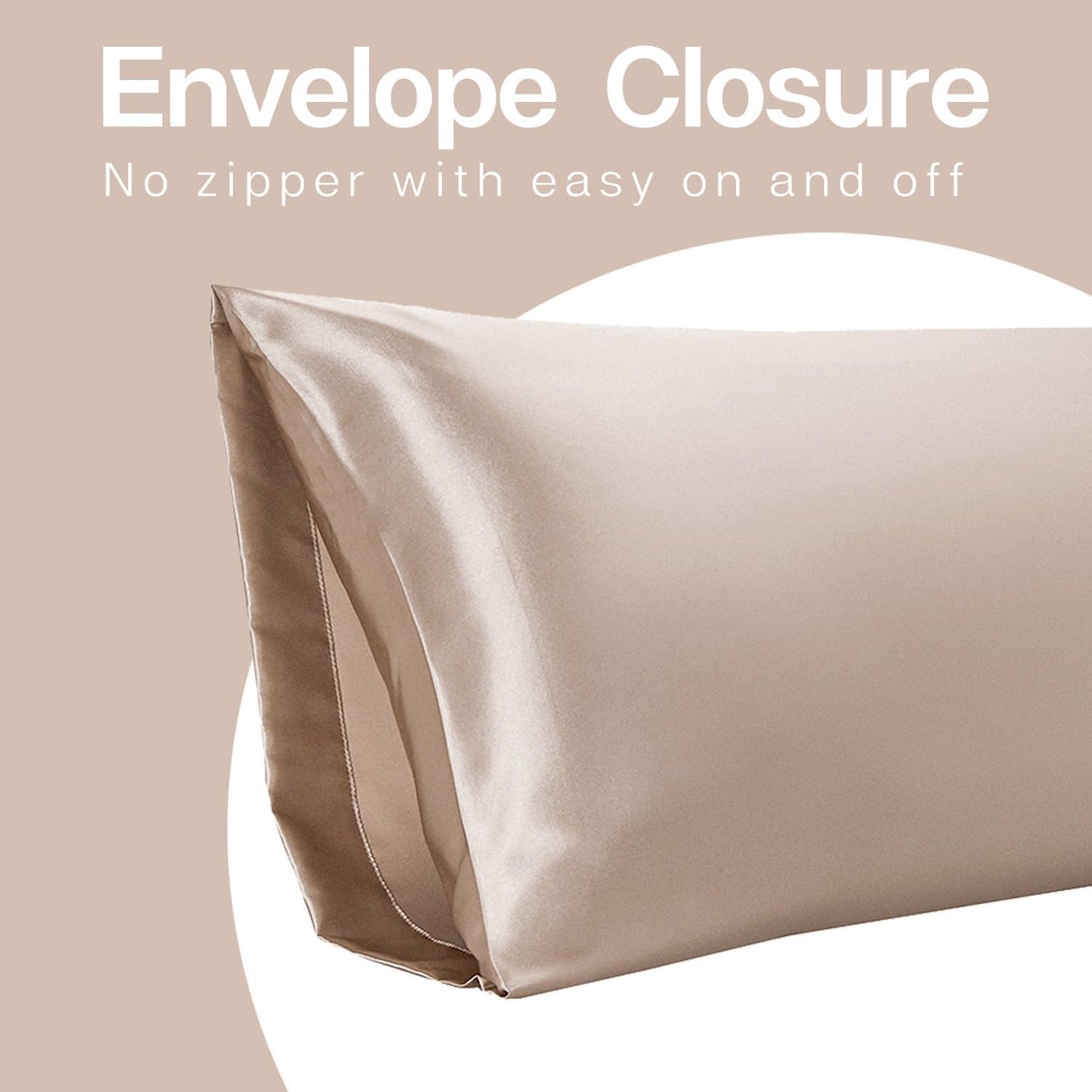 MR&HM Satin Body Pillow Cover, Soft and Breathable Body Pillow Case with Envelope Closure, Cooling and Silky Long Pillowcase for Hair and Skin,Grey (20x54, Champagne)