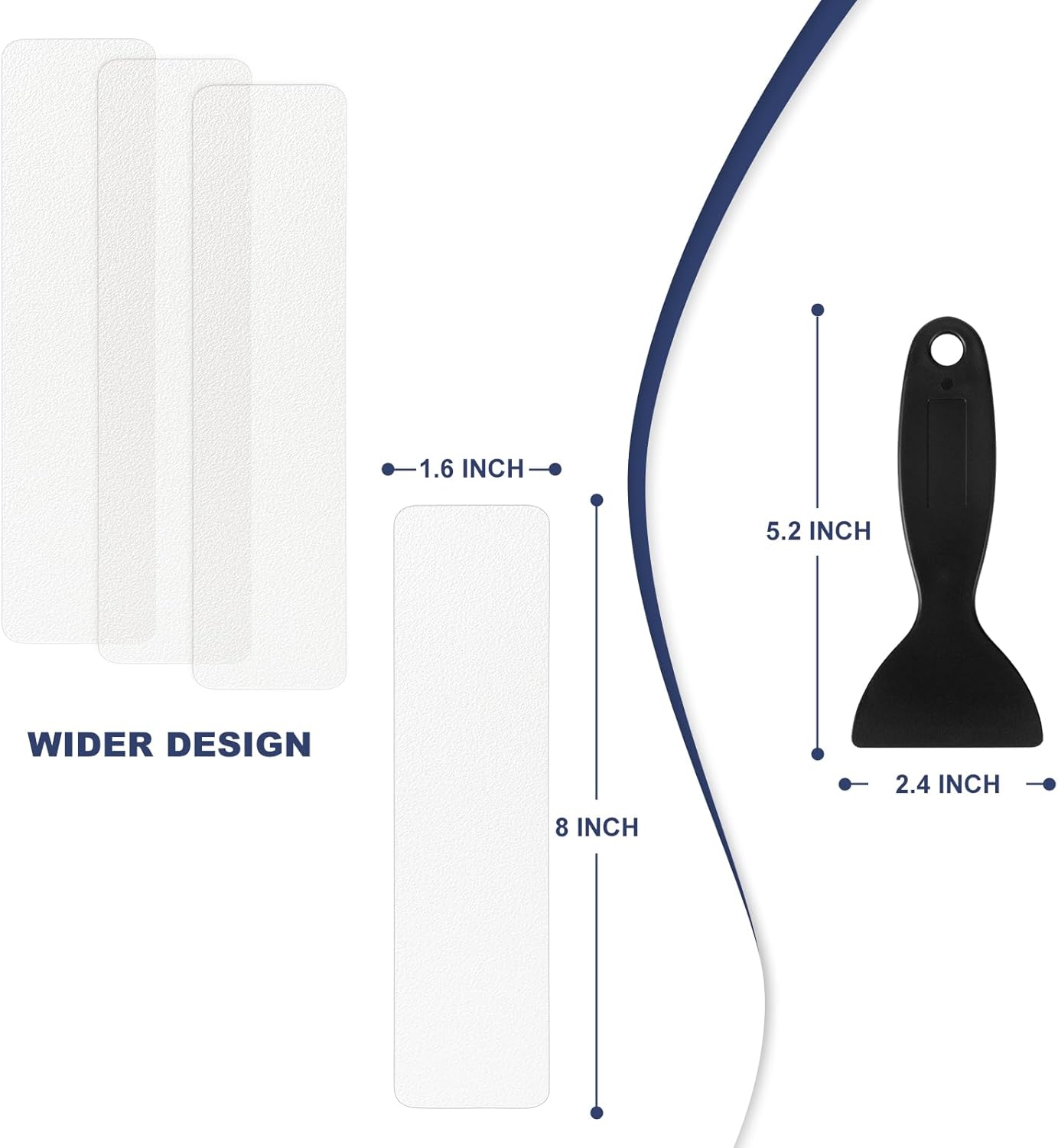 28 PCS Shower Floor Non Slip Stickers with Strong Adhesive, Invisible & Durable Anti Slip Shower Stickers with Scraper for Bath Tub, Pools and Stairs(Clear,Wide Rectangle)