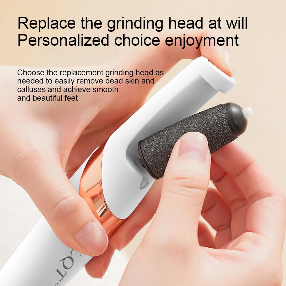 LQT® Electric Foot File – Rechargeable Callus Remover for Hard, Cracked Skin – at-Home Pedicure Kit for Smooth Feet (Men & Women) (White)