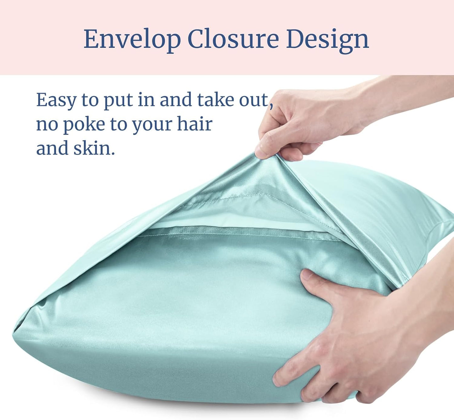 BEDELITE Satin Pillowcase for Hair and Skin, Super Soft and Cooling Similar to Silk Pillow Cases 2 Pack with Envelope Closure, Gift for Women Men(20"x30" Queen Size, Blue Grey)