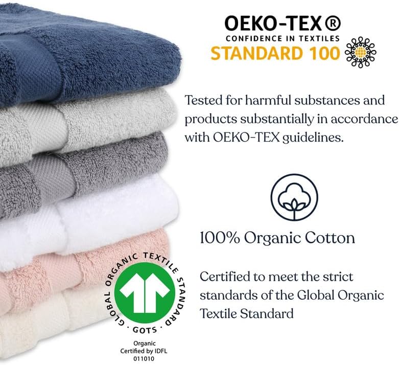 Delara Organic Cotton Luxuriously Plush Bath Towel | GOTS & OEKO-TEX Certified | Premium Hotel Quality Towels | Feather Touch Technology | 650 GSM Long Staple|Soft, Quick Dry & Ultra-Absorbent 30"x58"