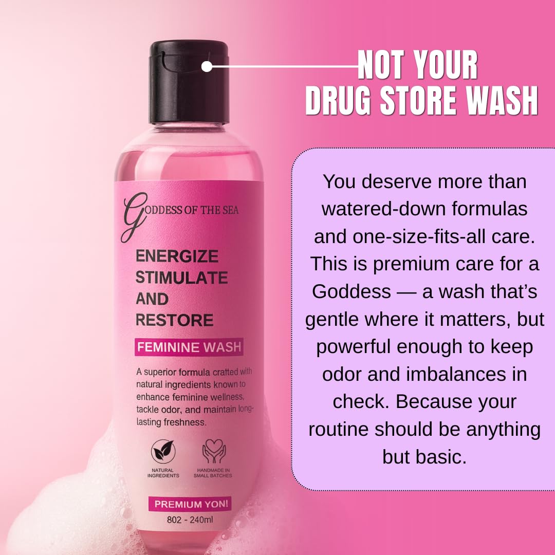 Premium Yoni Feminine Wash – pH Balance Minty Feminine Wash – Natural Ingredients Feminine Care Daily Wash Great for Odor, Discharge, Dryness, BV – 8oz Bottle