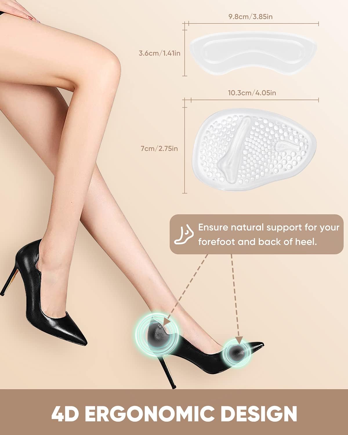 ONUEMP 6 Pairs Heel Pads for Shoes, Silicone Heel Grips Protectors and Ball of Foot Cushions for Women Men, Foot Inserts Metatarsal Pad for Shoes That are Too Big, Pain Relief