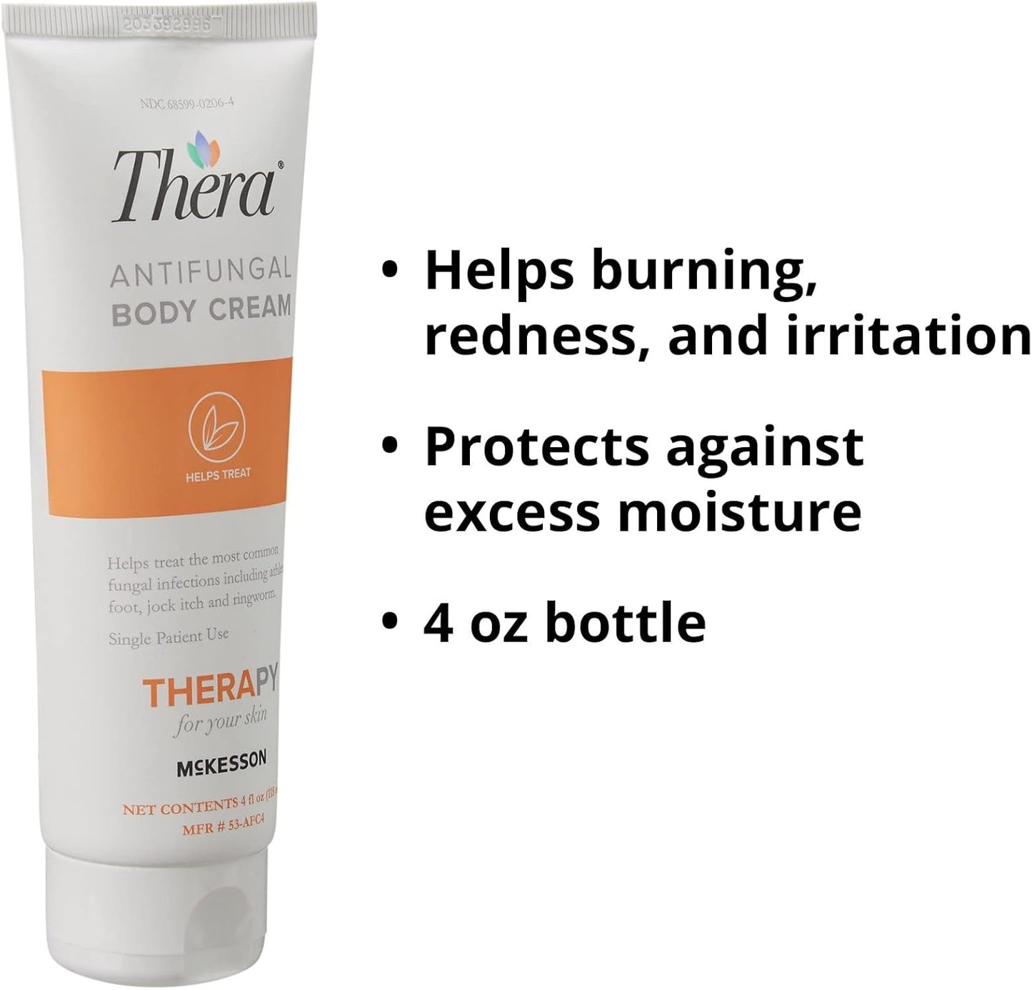 Thera McKesson’s Antifungal Cream, 2% Miconazole Nitrate, Body, Skin, Athletes Foot Treatment - Relief for Ringworm, Jock Itch - 4 oz