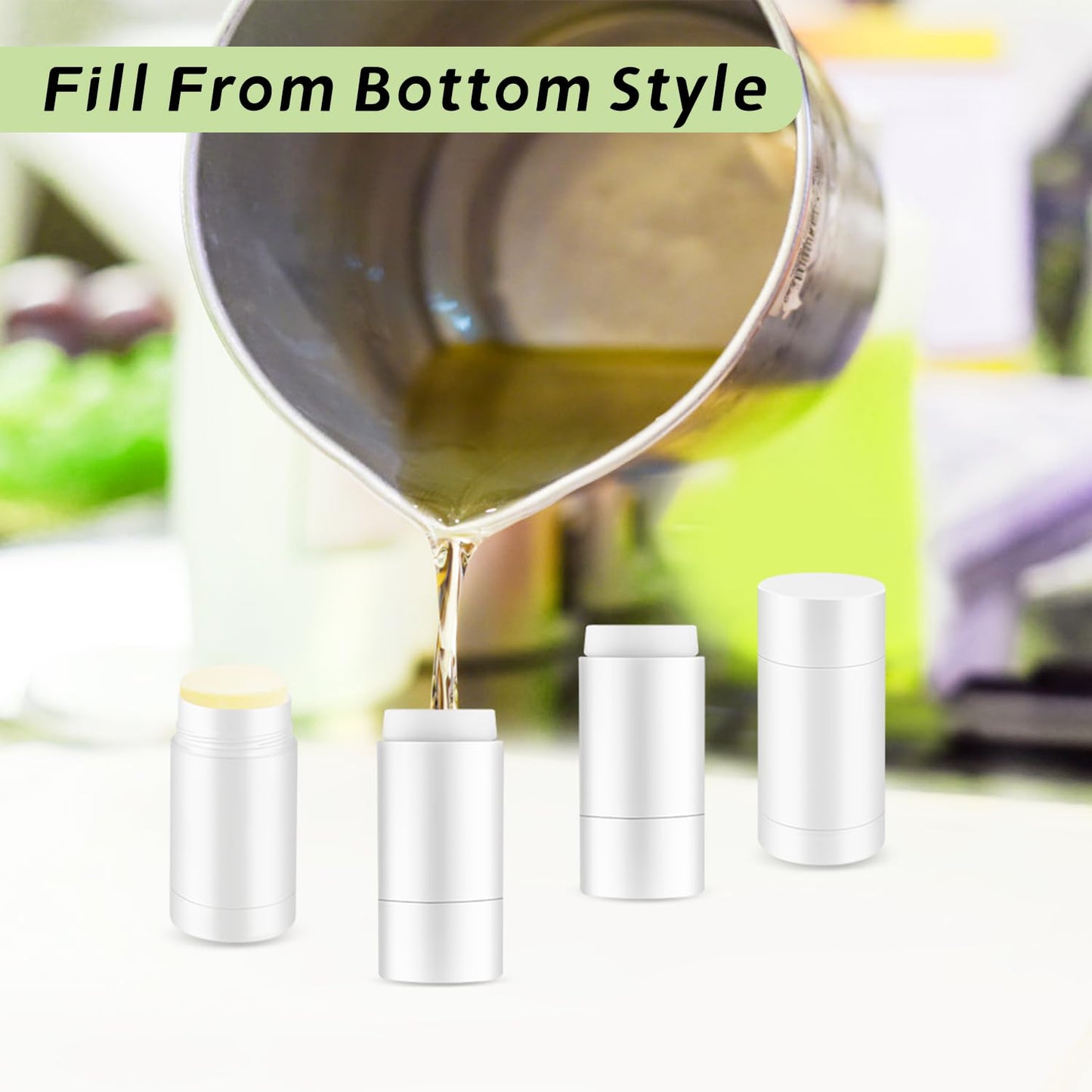10 Pcs Empty Containers Bottom Fill Deodorant Bottles Refillable DIY Tubes Lip Balm Tubes (White, 15ml/0.5oz)