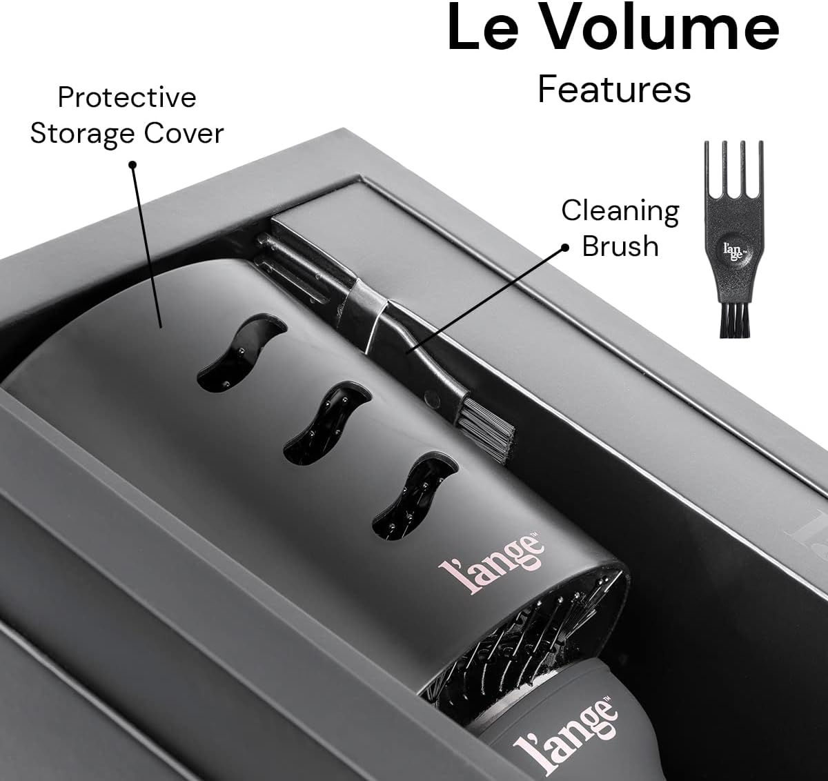 L'ANGE HAIR Le Volume 2-in-1 Titanium Blow Dryer Brush | Hot Air Brush for Hair Drying & Styling | Ionic Oval Barrel for Smooth, Frizz-Free Volume | (Black – 60mm)