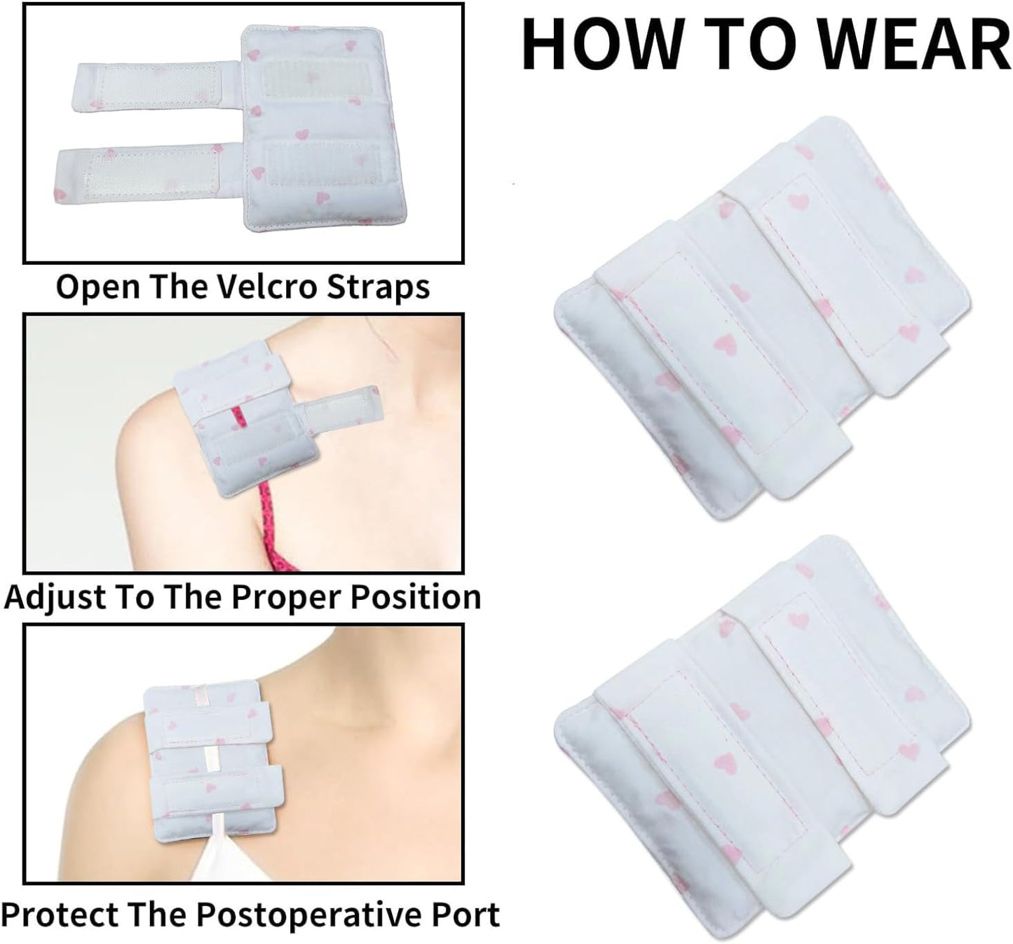 Bra Strap Pad Protector for Chest Port Pacemaker Pillow Post Surgery Bra Strap Cushion for Chest Heart Support Chemo Port Pillow for Bra Strap, 2PCS