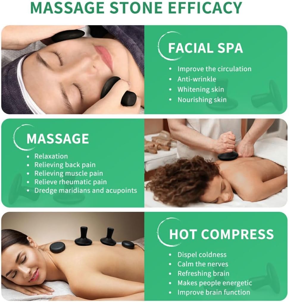 2 Pcs Mushroom Shaped Hot Stones Gua Sha Facial Tools Natural Basalt Stones Hot Rock Massage Tools for Body, Face, Home SPA, Relaxing