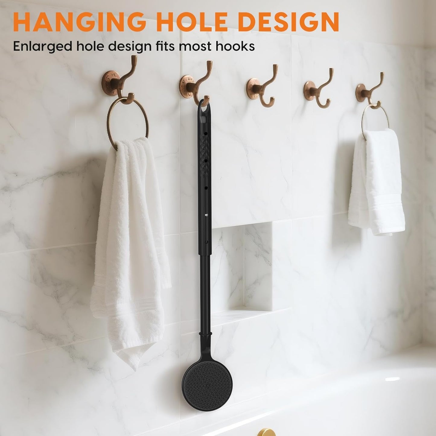 Silicone Back Scrubber for Shower, 24in Adjustable Handle Body Brush, Double Sided Shower Brush for Shower Exfoliating and Massage Can Produce Rich Foam, Long Handle Back Scrubber for Men (Circular)