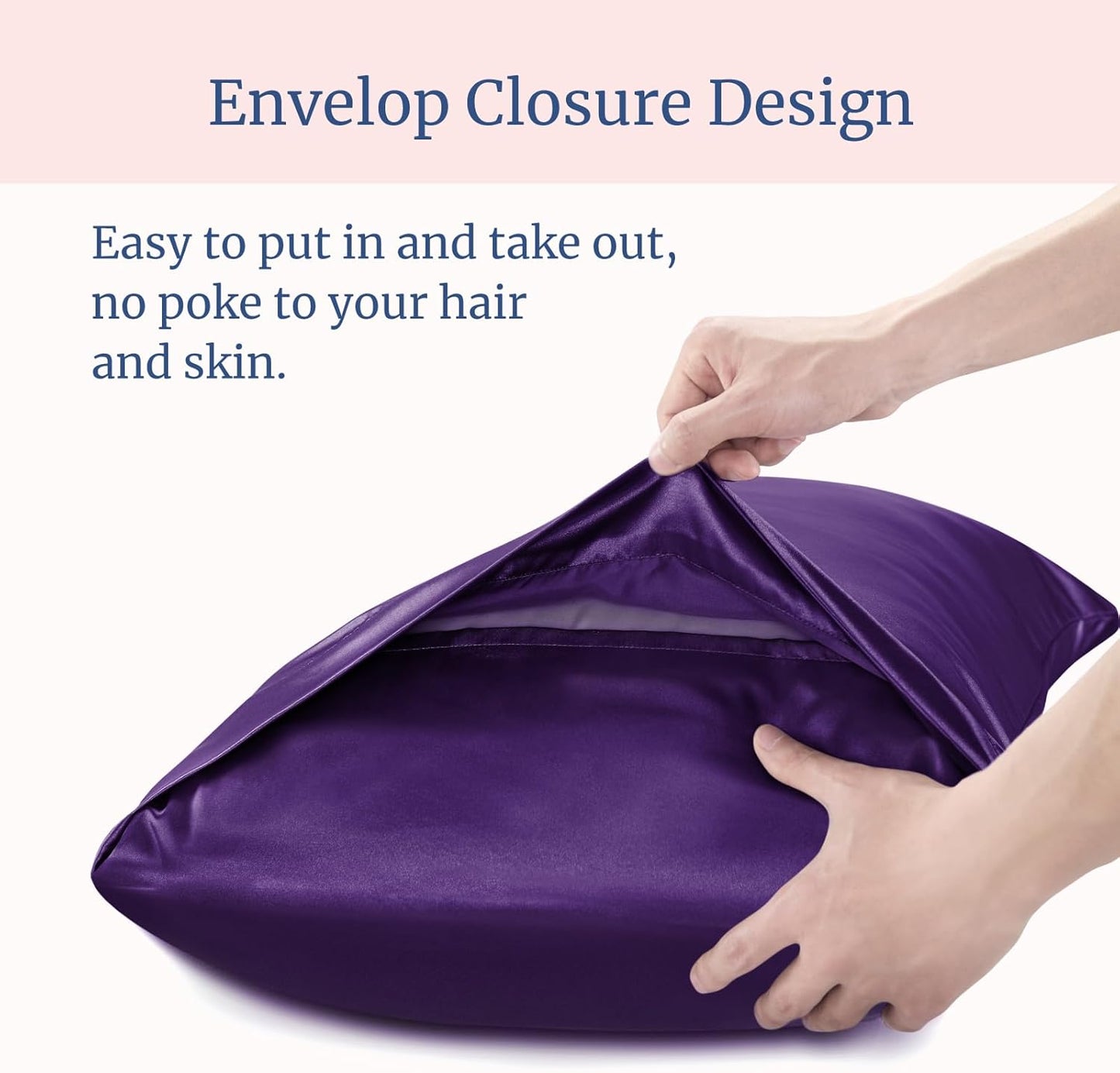 BEDELITE Satin Pillowcase for Hair and Skin, Super Soft and Cooling Similar to Silk Pillow Cases 2 Pack with Envelope Closure, Gift for Women Men(20"x36" King Size, Plum Purple)