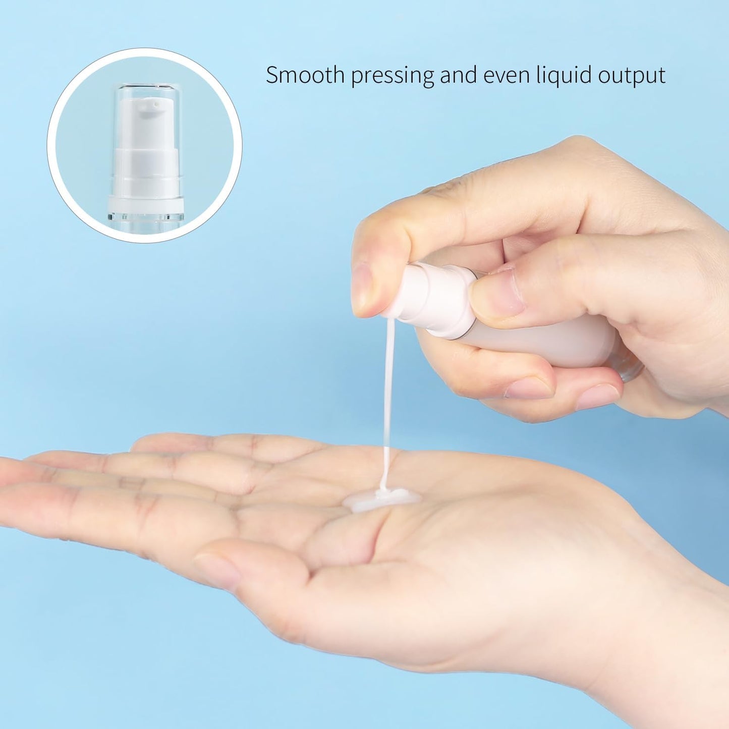 6 Pack 0.17 oz Plastic Empty Airless Pump Bottles Travel Size Refillable Leakproof Containers for Skincare Cosmetics Toiletries TSA Approved