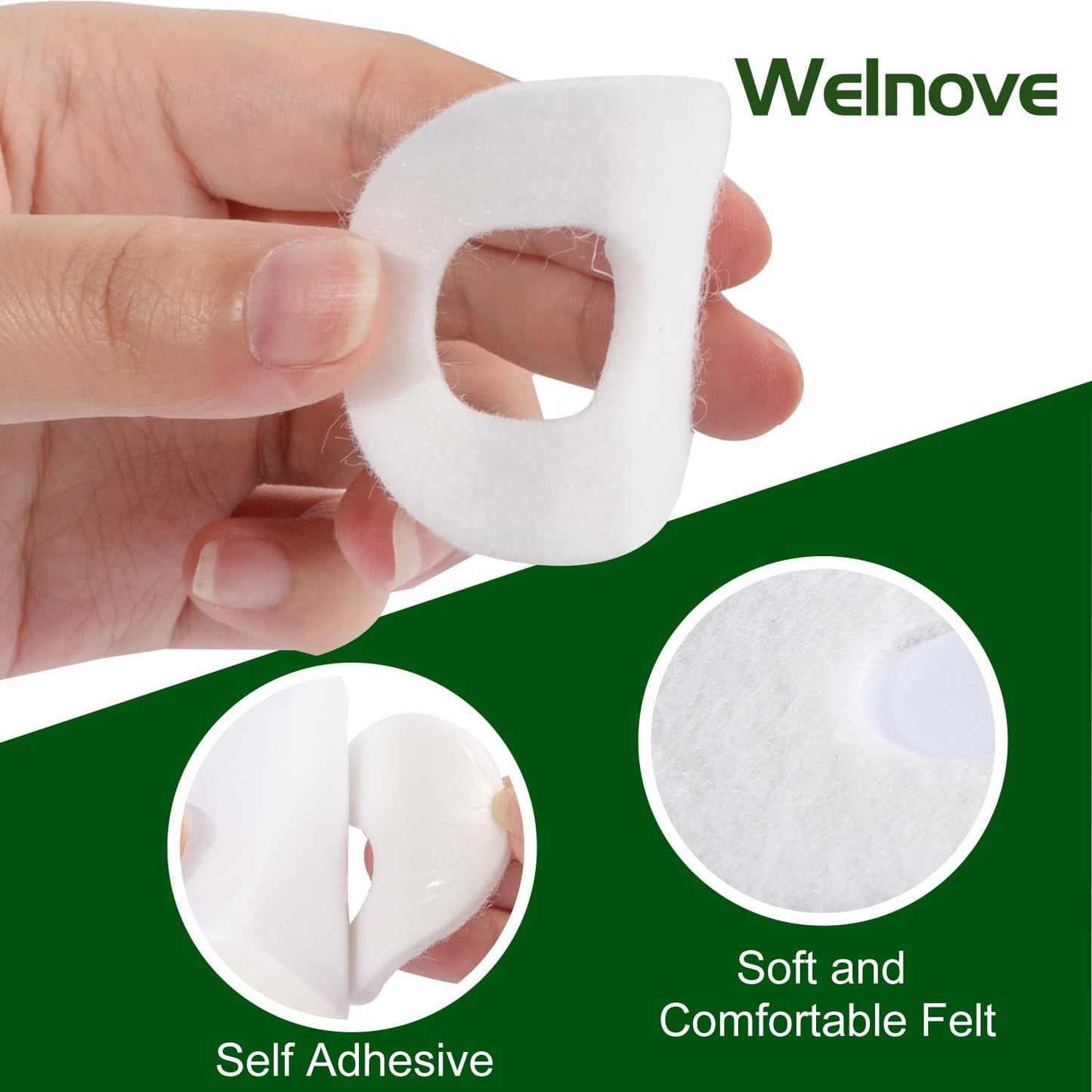 Welnove 84pcs Callus Pad with Water-Resistant Self-Stick Adhesive, Protects Foot, Heel and Toes from Rubbing and Friction,Oval Shape Design,Reduce Pressure and Friction from Shoes Rubbing-White