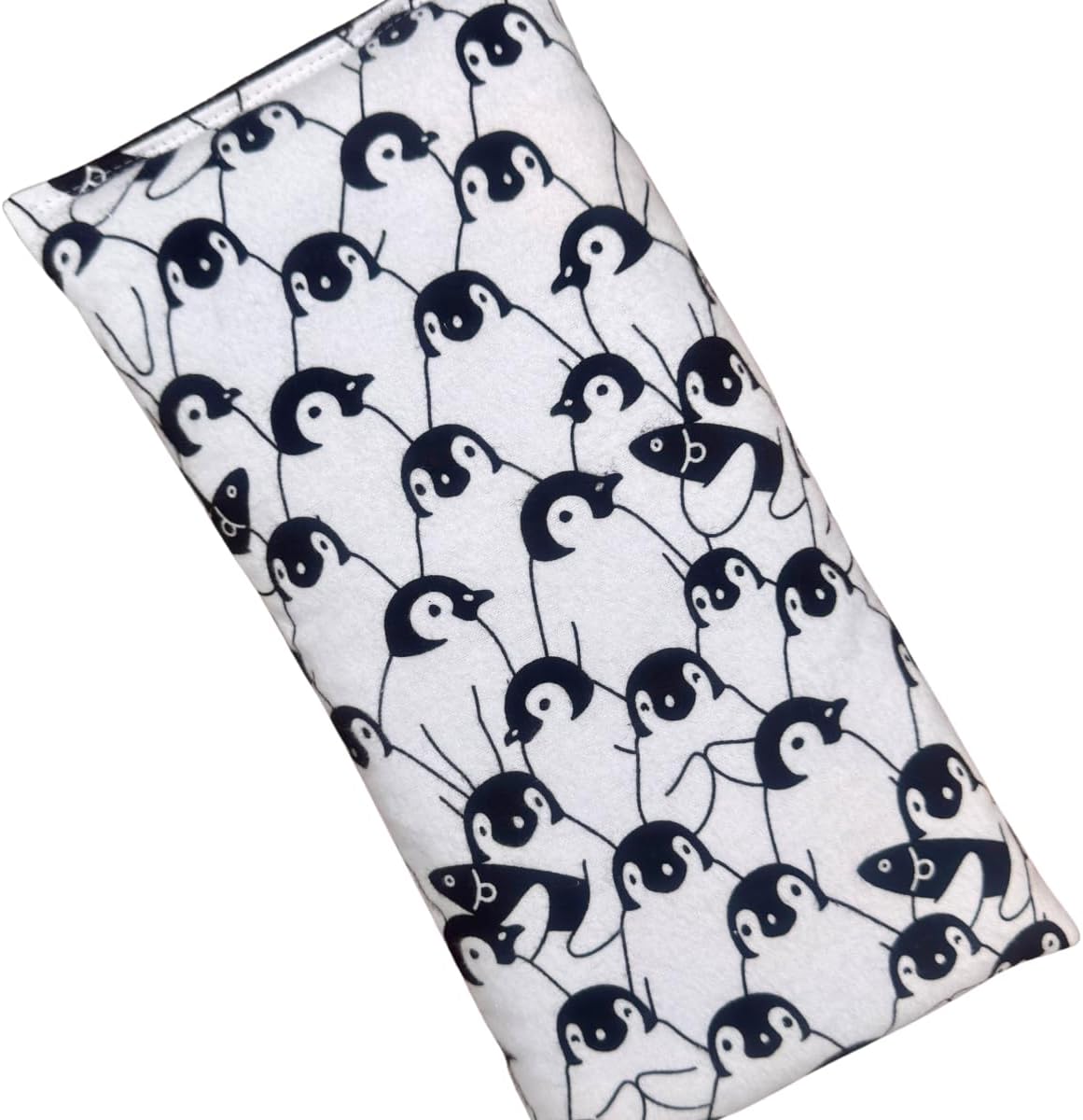 Microwave Heating Pad Filled With Flax Seed and Choice of Dried Herbs, Herbal Cold Pack, Good Size for Back Pain and Cramps, Hot and Cold Therapy, 6" x 12" (Penguin, Peppermint)