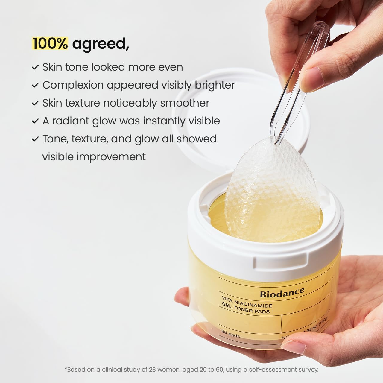 Biodance Vita Niacinamide Gel Toner Pads, Dark Spot Corrector, Evening Skin Tone, Hydrating for Sensitive Skin, Gentle Exfoliating Toner Pads with Vitamin C, Korean Skincareㅣ4.93 fl.oz.(140g)*60Pads