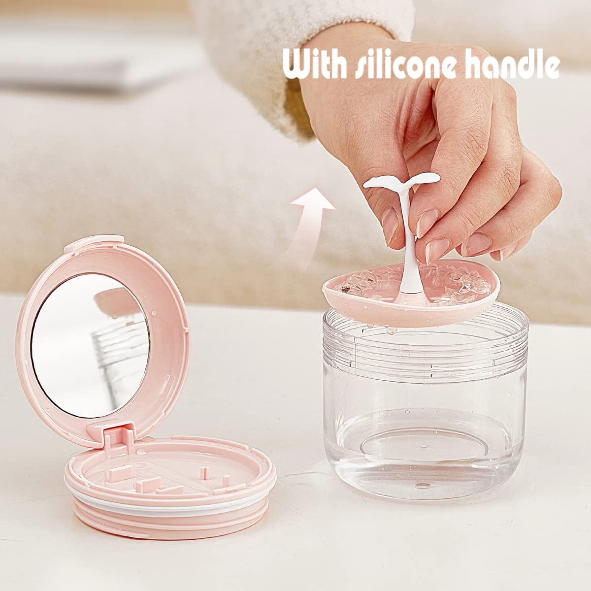 MURRI&MURRDI Retainer Mouth Guard Soak Container Box, Denture Bath Case with Strainer Basket, Braces Cleaner Cup, Travel Storage Holder for Dentures, Retainers & Aligners (Pink)