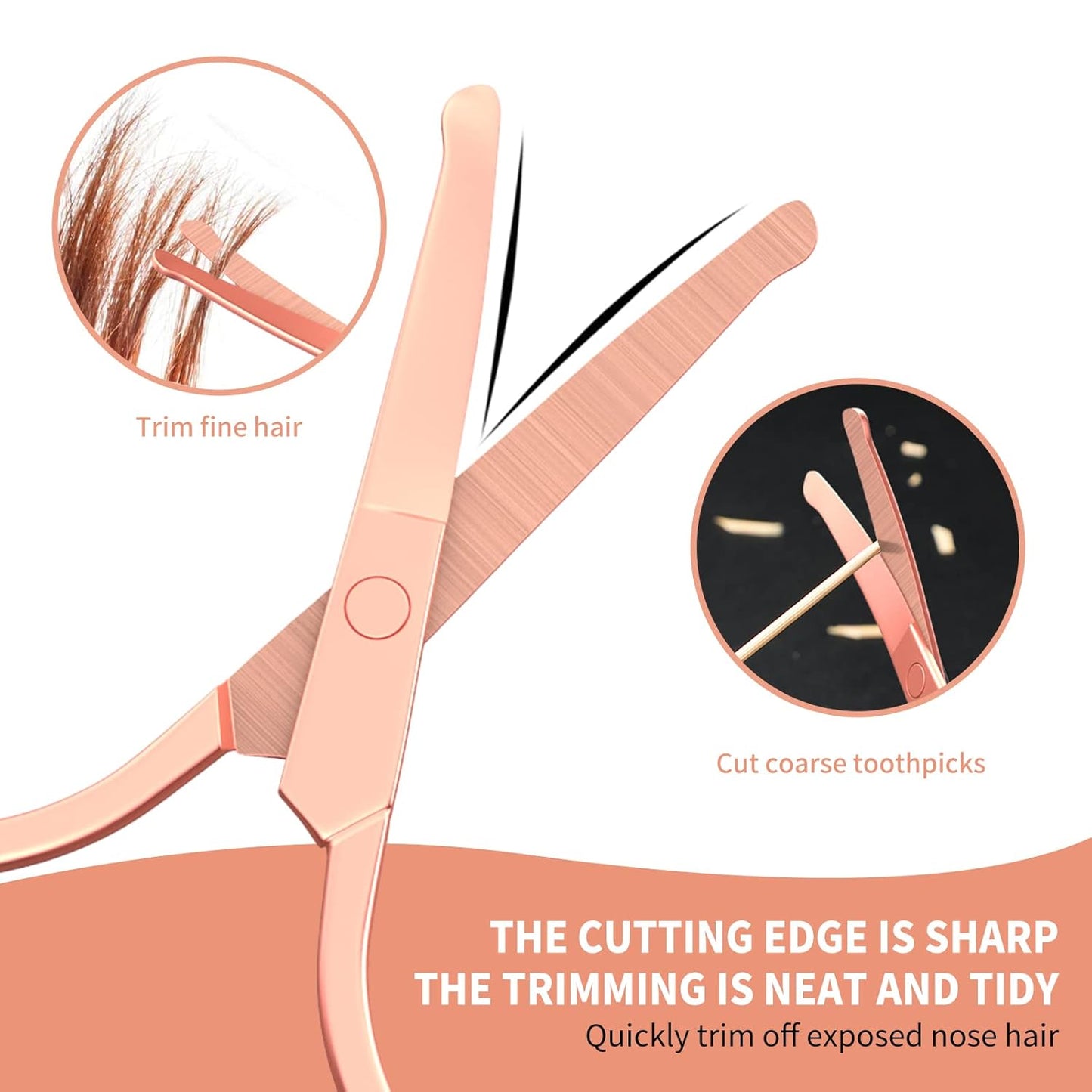 Small Scissors With Round Tip Design for Eyebrow, Nose Hair, Eyelashes, and Mustache Trimming - Gold